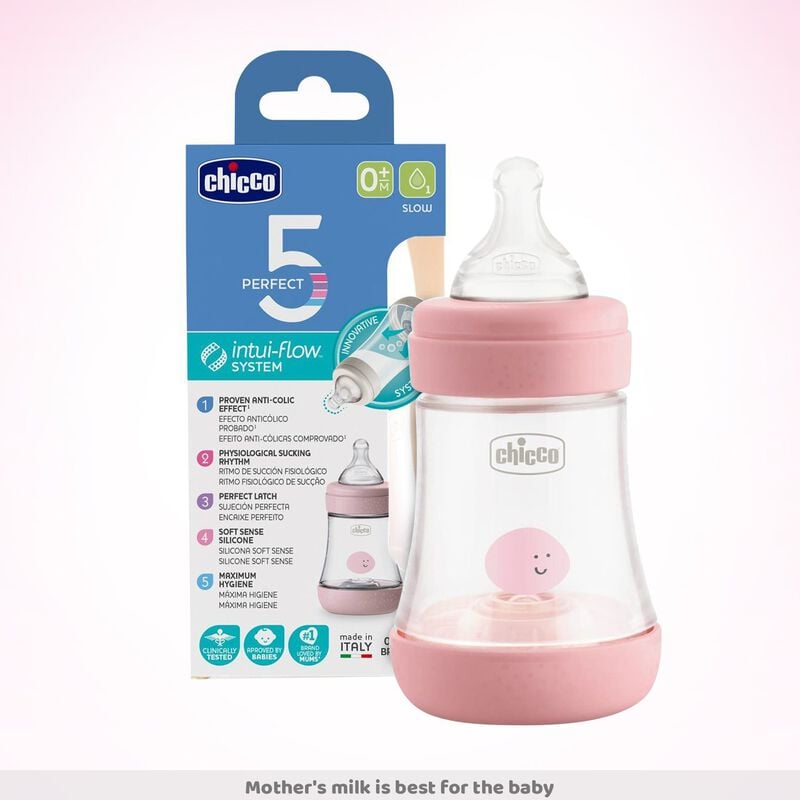 Perfect 5 Feeding Bottle 150ml Pink - Slow Flow image number 1